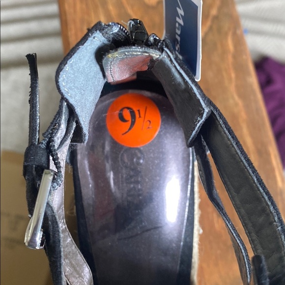 NWT Carlos Santana black wedge peep toe - Picture 3 of 4